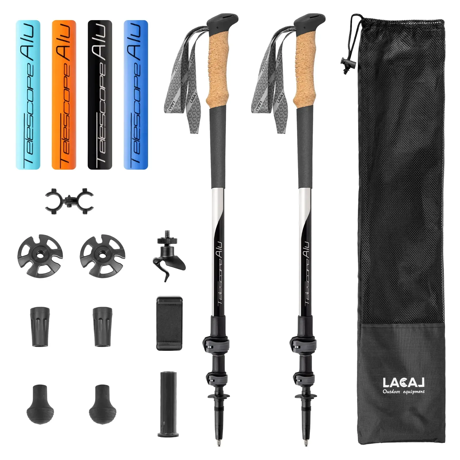Ultra-Light Telescopic Trekking Poles - Adjustable Hiking Sticks, 1.43 lb (2-Pack)