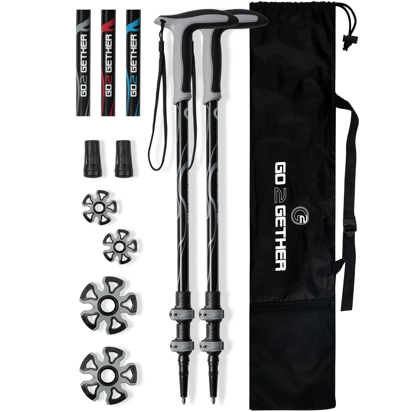 Two-Piece Trekking Pole Set with Comfort Grips and Snow Baskets (2-Pack)